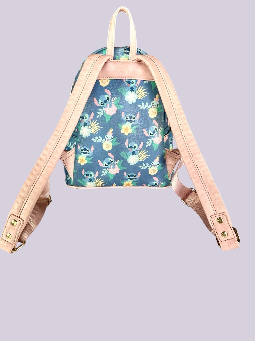 Loungefly Rare Lilo & Stitch Floral Print Mini Backpack-Rare OG HEART Logo - Picture 4 of 16